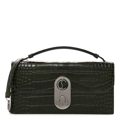 Christian Louboutin Calfskin Alligator Embossed Elisa Baguette Forest Night 1 of 9