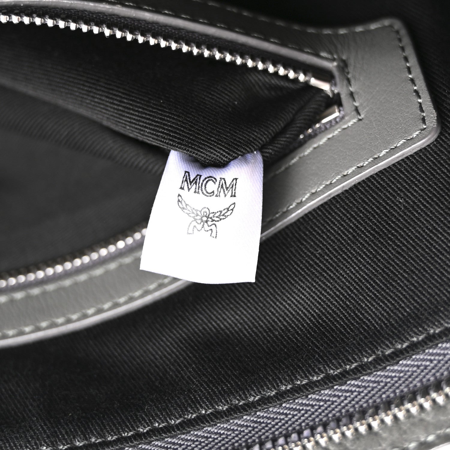 MCM Visetos Studded Zip Pouch Phantom Grey 7 of 9