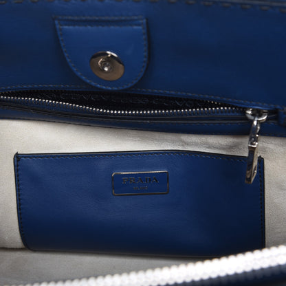 Prada City Calf Small Hand Stitched Galleria Double Zip Tote Bleuette 7 of 15