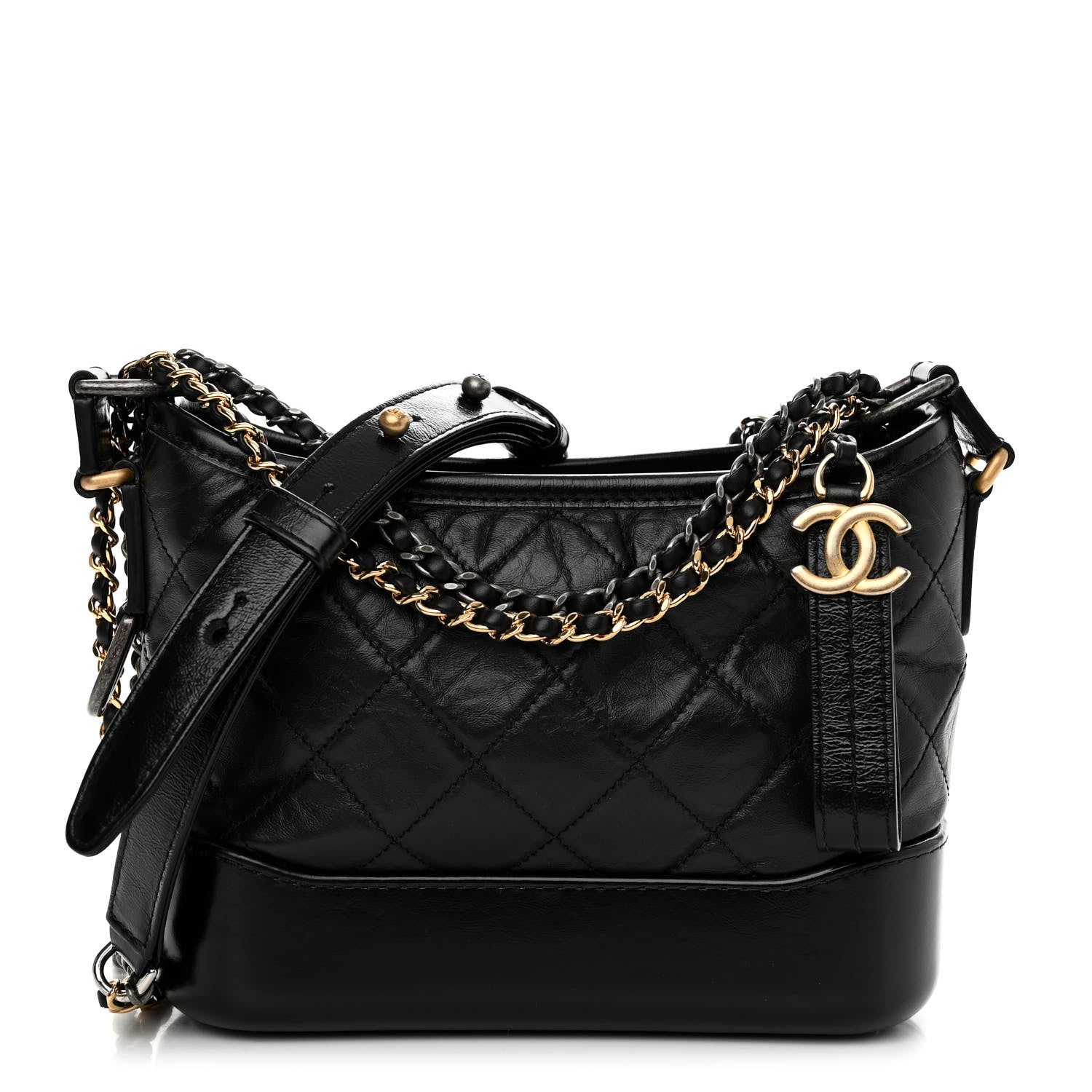 Chanel Aged Calfskin Quilted Small Gabrielle Hobo Black 1 of 10