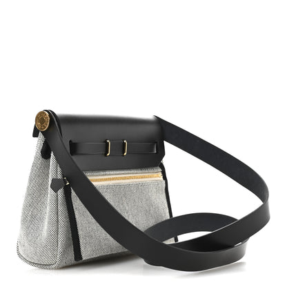 Hermes Military Toile Vache Hunter Herbag Zip Retourne 20 Ecru Black 3 of 10