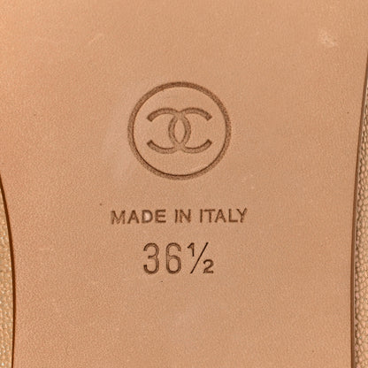 Chanel Caviar Cap Toe CC Ballerina Flats 36.5 Beige 6 of 8
