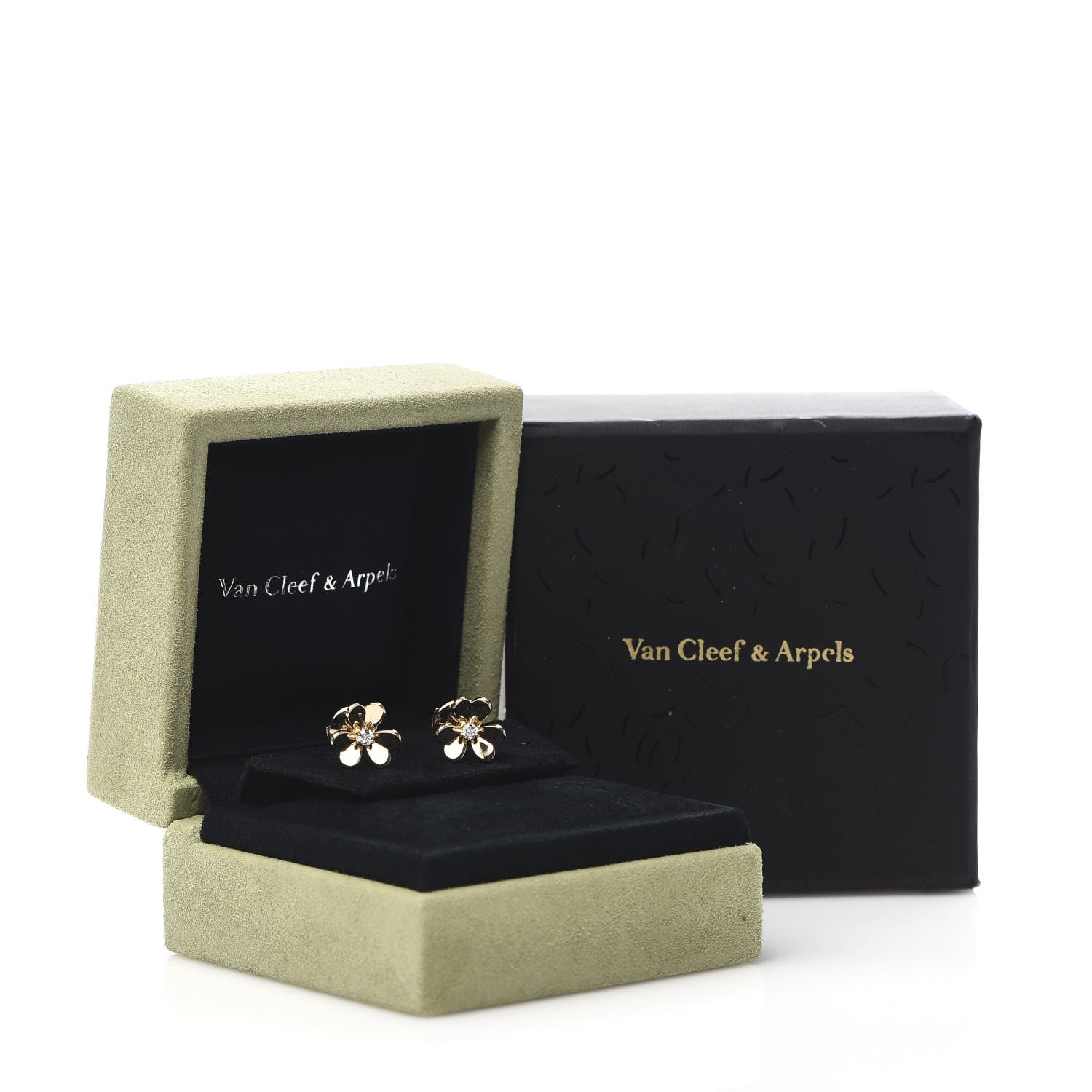 Van Cleef & Arpels 18K Yellow Gold Diamond Mini Frivole Earrings 5 of 6
