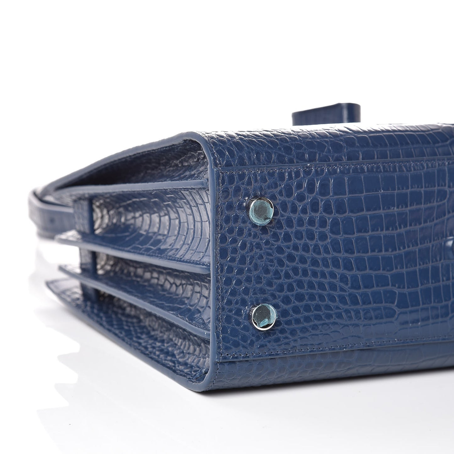 Calfskin Crocodile Embossed Baby Sac De Jour Denim