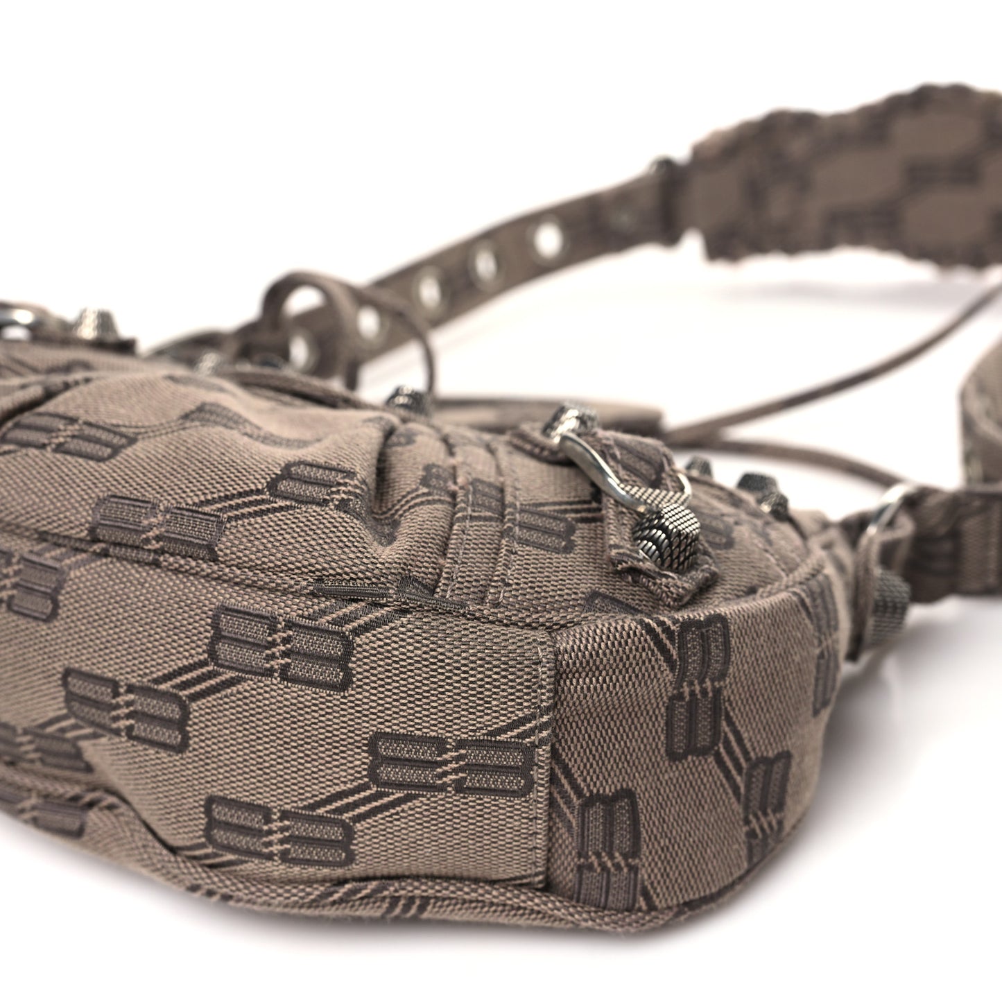 Jacquard Canvas BB Monogram Le Cagole Shoulder Bag XS Beige Brown