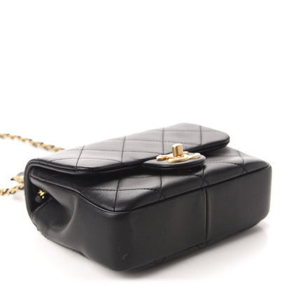 Chanel Lambskin Quilted Small Circular Handle Bag Black 4 of 10