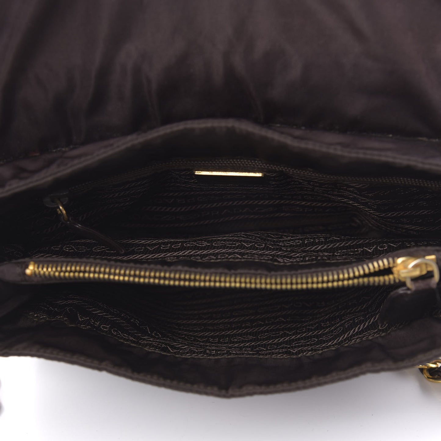Nylon Tessuto Chain Shoulder Bag Ebano