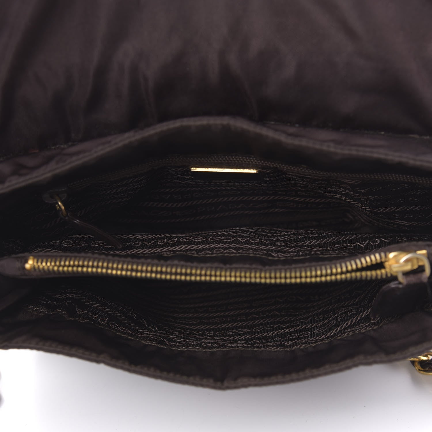 Prada Nylon Tessuto Chain Shoulder Bag Ebano 5 of 10