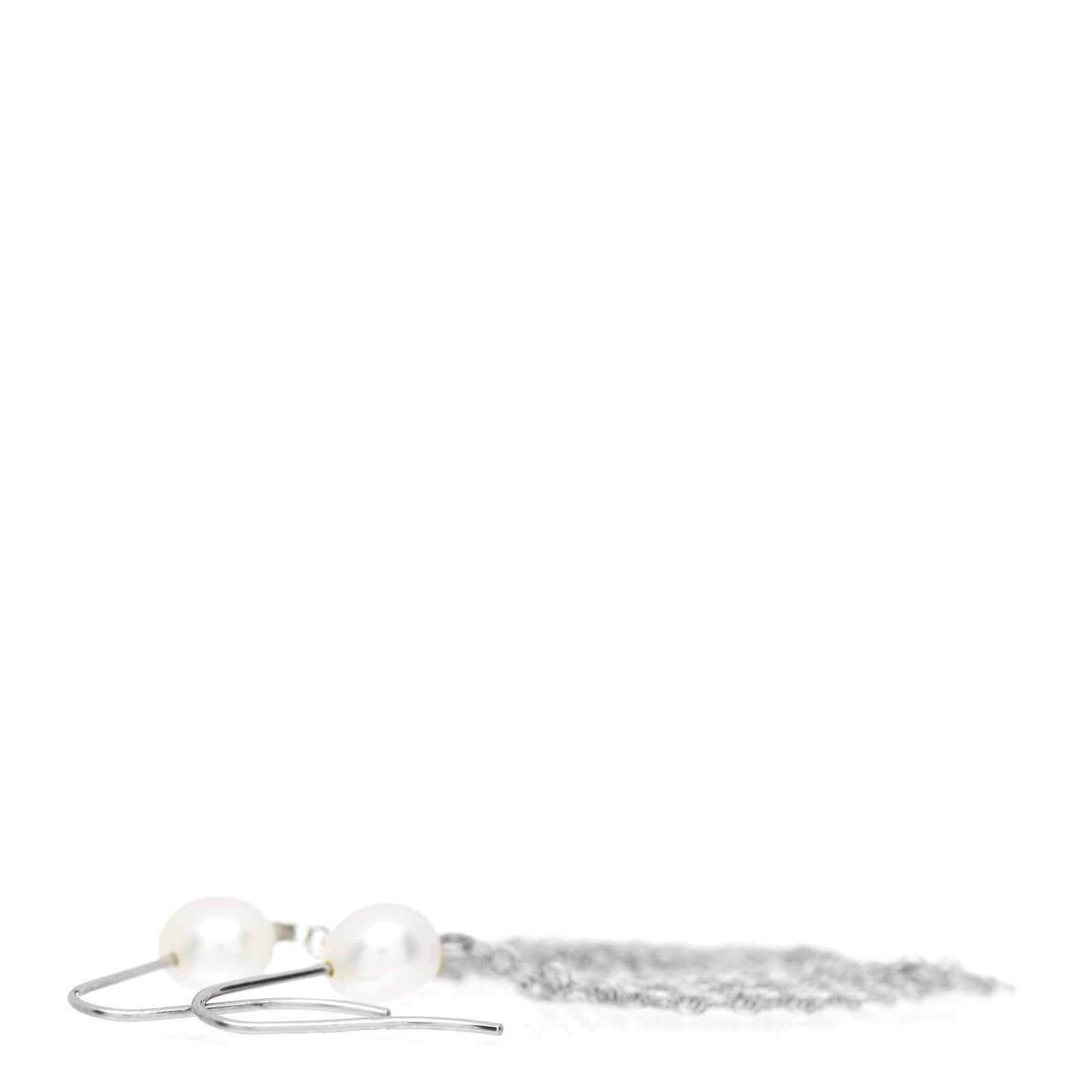 Sterling Silver Pearl Elsa Peretti Mesh Earrings