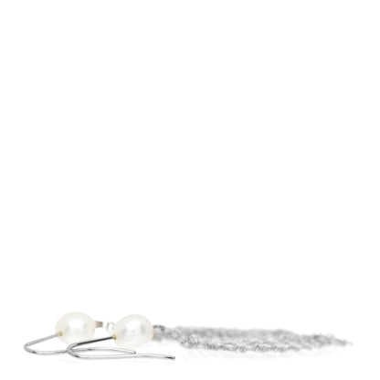 Tiffany Sterling Silver Pearl Elsa Peretti Mesh Earrings 3 of 4
