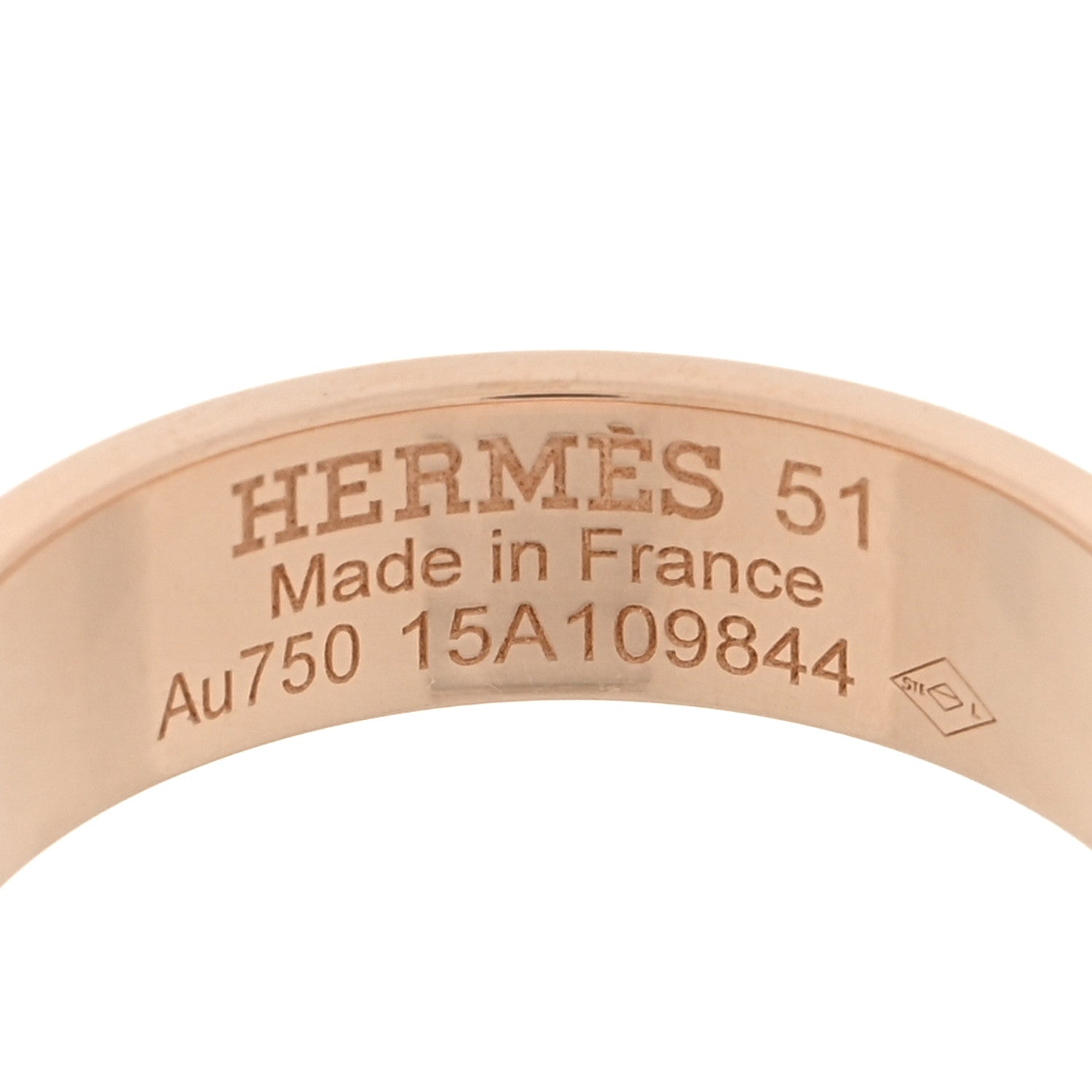 Hermes 18K Rose Gold Diamond PM Kelly Ring 51 5.75 4 of 5