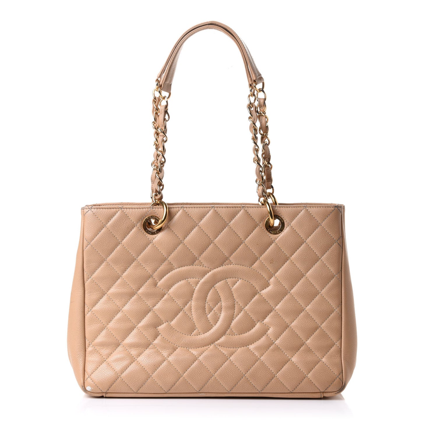 Caviar Quilted Grand Shopping Tote GST Beige Clair