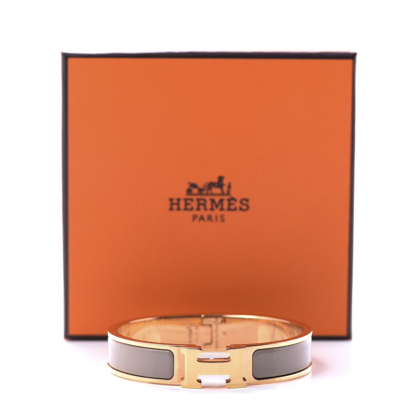 Enamel Clic Clac H Narrow Bracelet PM Marron Glace