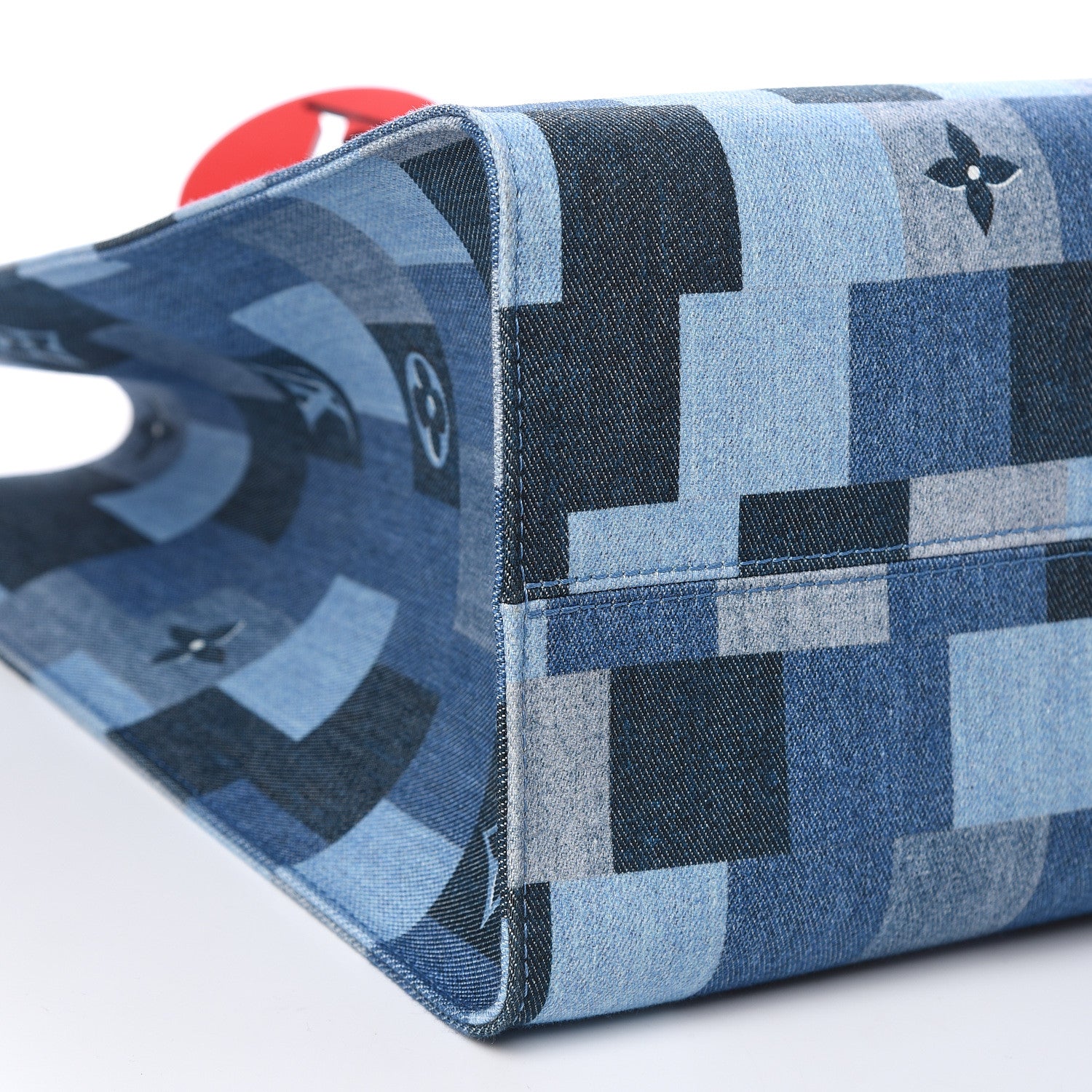 Louis Vuitton Denim Damier Monogram Onthego Blue Rouge 8 of 9