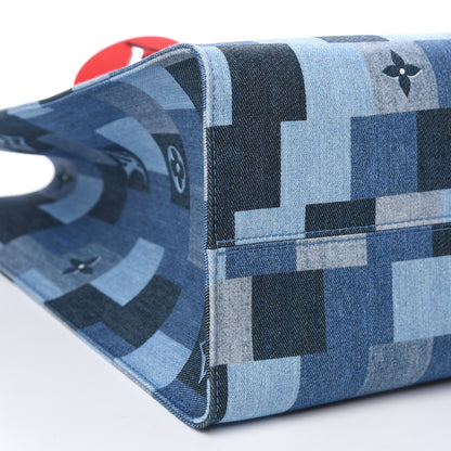 Louis Vuitton Denim Damier Monogram Onthego Blue Rouge 8 of 9