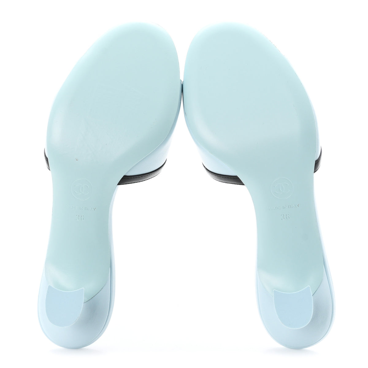 Chanel Lambskin CC Cutout Mules 36 Blue Black 6 of 10