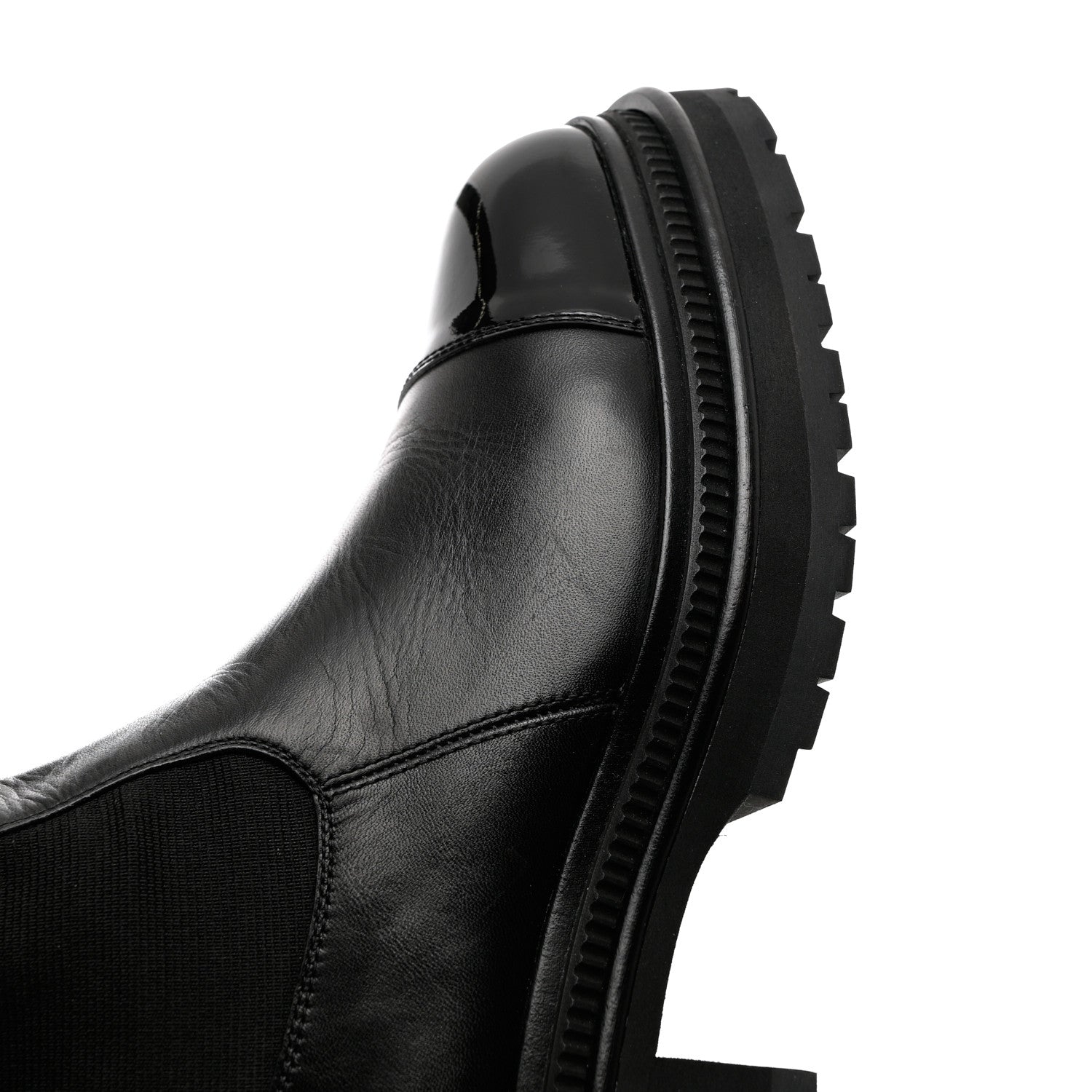Chanel Calfskin Patent Cap Toe Ankle Boots 39.5 Black 14 of 16