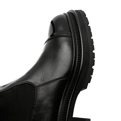 Chanel Calfskin Patent Cap Toe Ankle Boots 39.5 Black 14 of 16