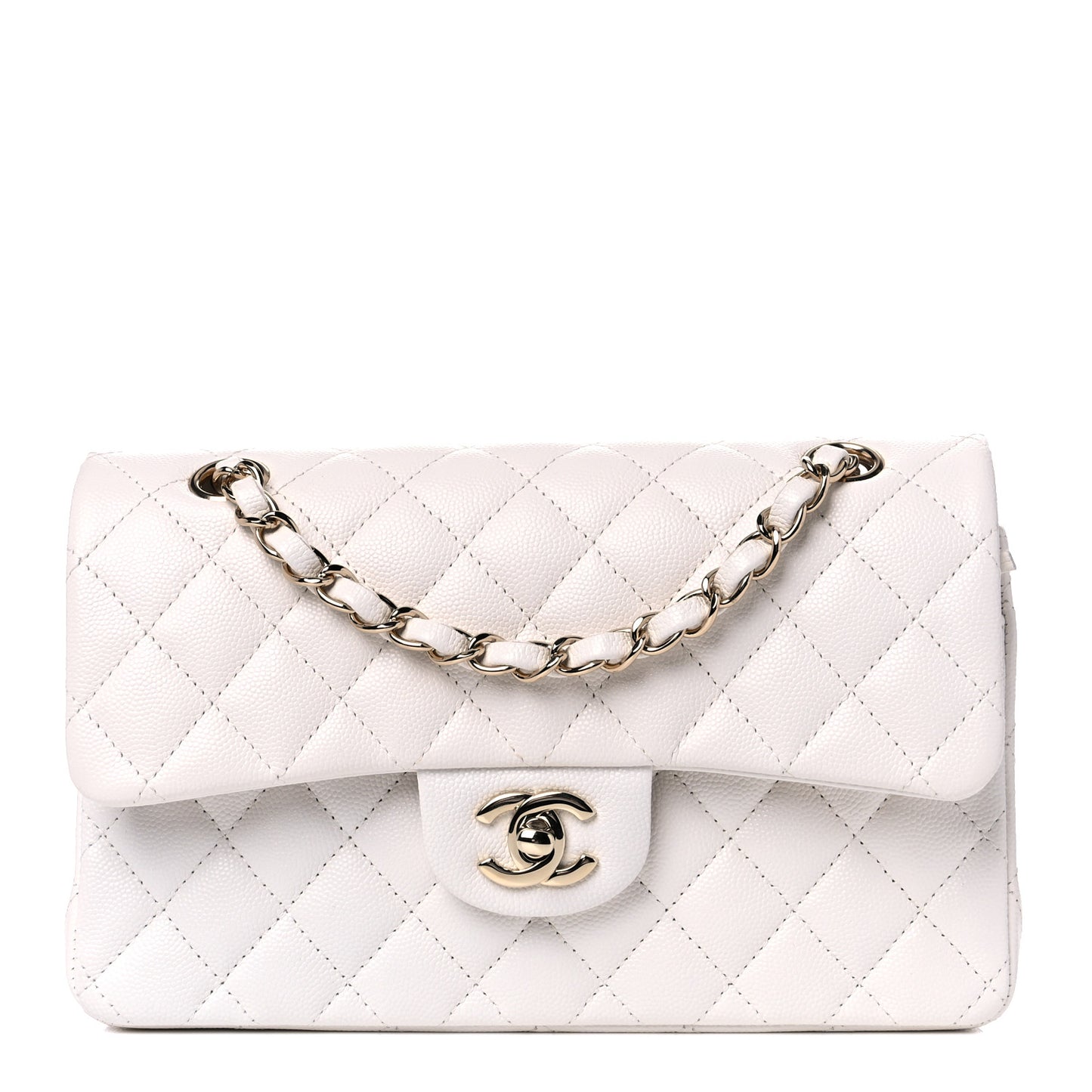 Caviar Quilted Small Double Flap White