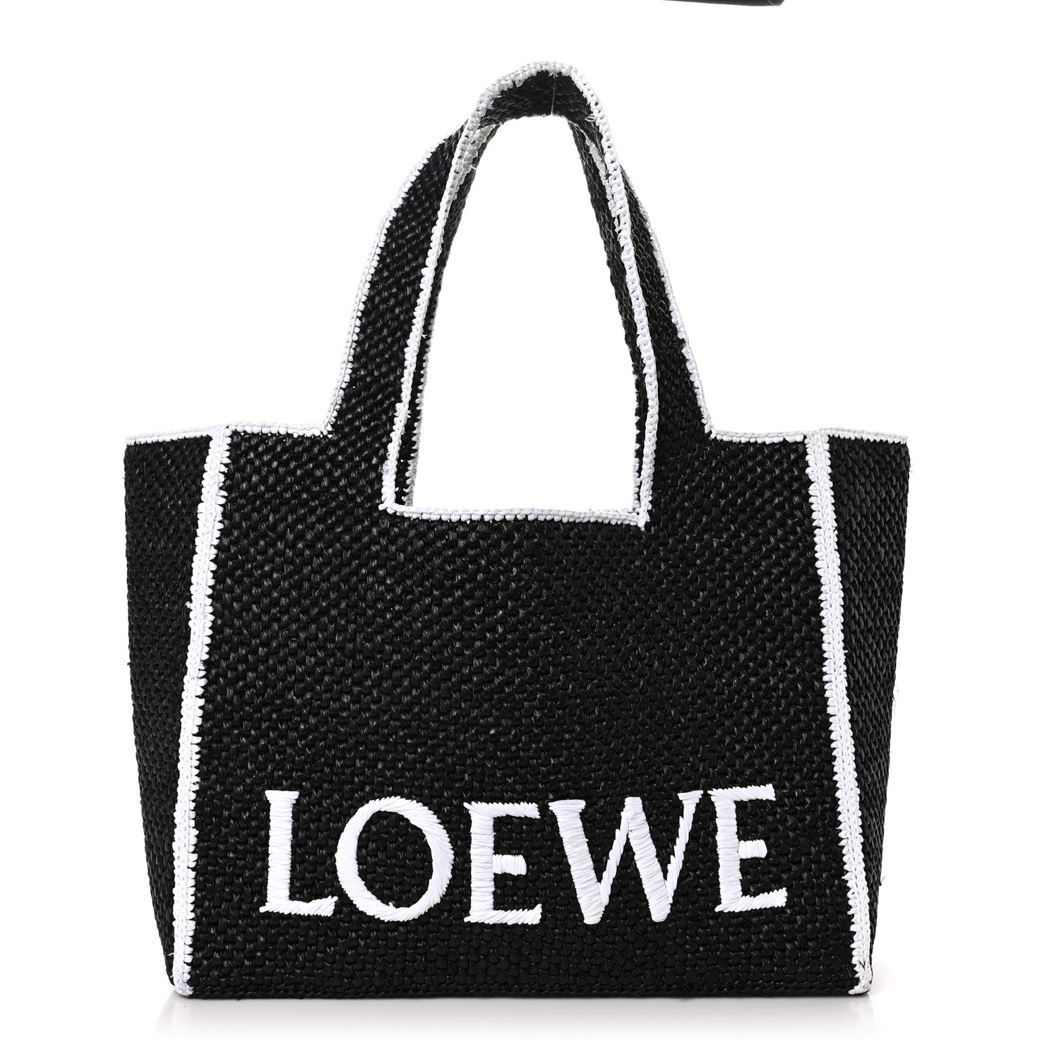 Loewe Raffia Large Paula's Ibiza Logo Tote Black White 1 of 8