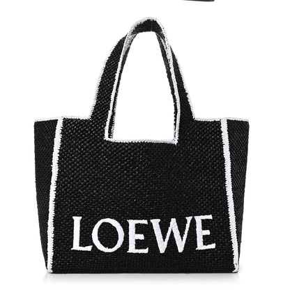 Loewe Raffia Large Paula's Ibiza Logo Tote Black White 1 of 8