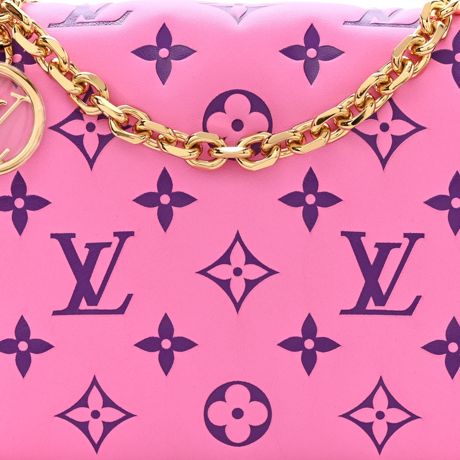 Louis Vuitton Lambskin Embossed Monogram Vuittamins Pochette Coussin Rose Violet 7 of 10