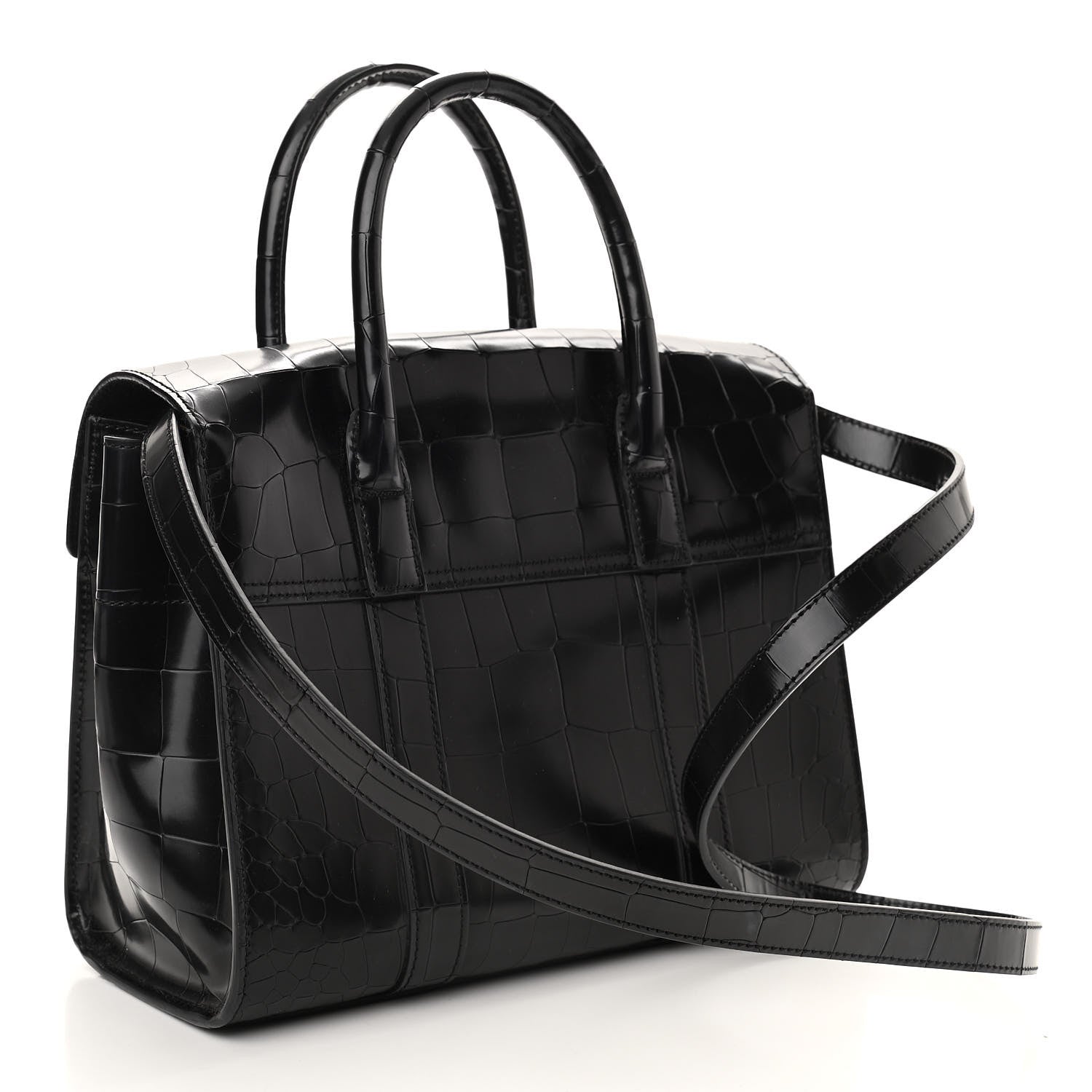 Mulberry Crocodile Embossed Calfskin Bayswater Black 3 of 9