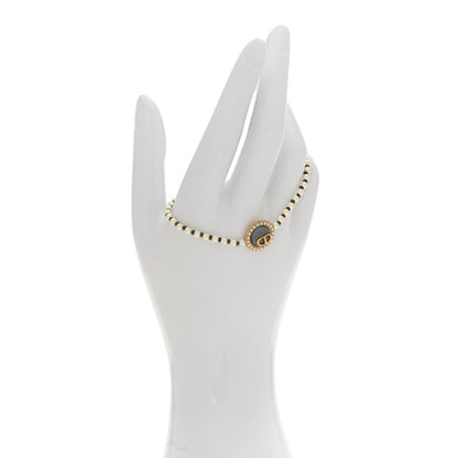 Christian Dior Pearl Glass Petit CD Baroque Bracelet Gold Blue 2 of 4