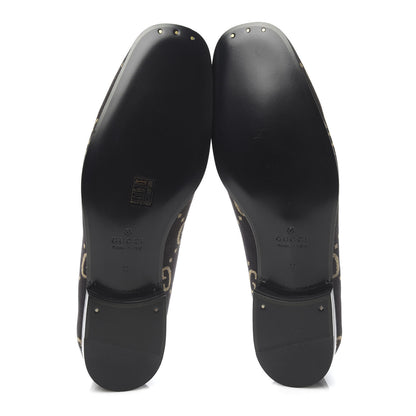 Gucci Calfskin Canvas Mens Chambre des Squelettes Loafers 11 Brown Black 5 of 8