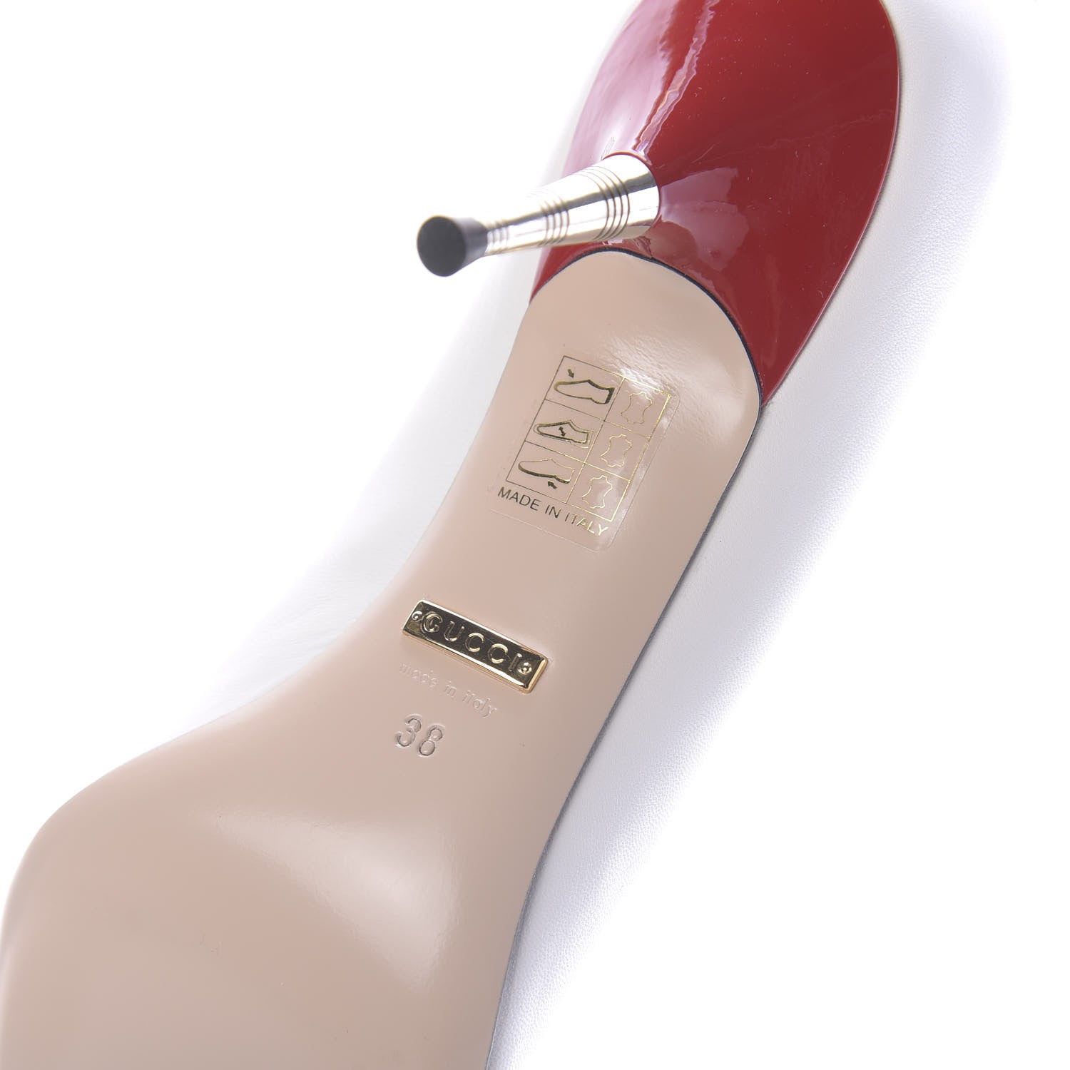 Gucci Calfskin GG Bow Sadie Spike Mid Heel Pumps 38 White 9 of 10