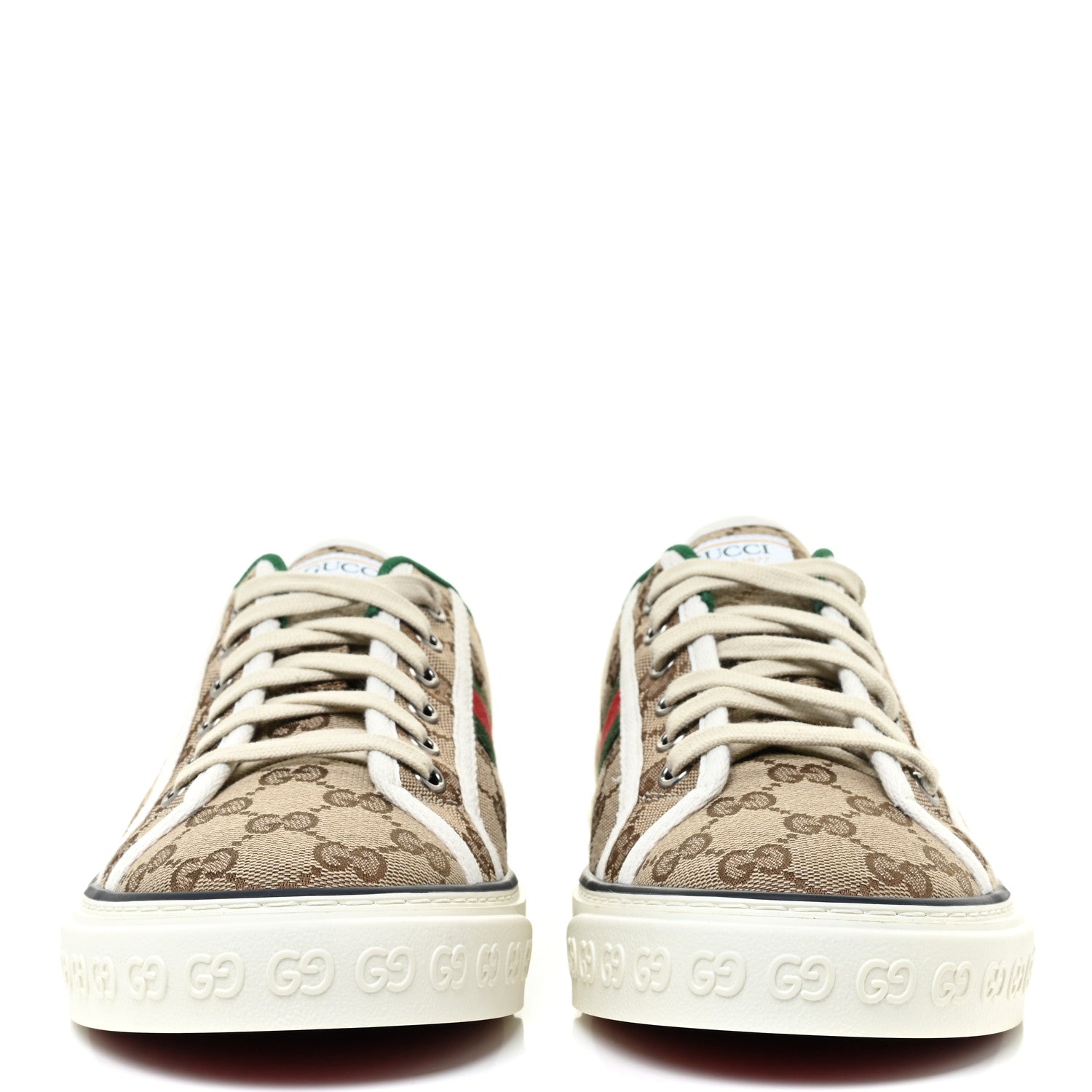Gucci GG Monogram Web Mens 1977 Tennis Sneakers 8 Beige Ebony Mystic White 2 of 8