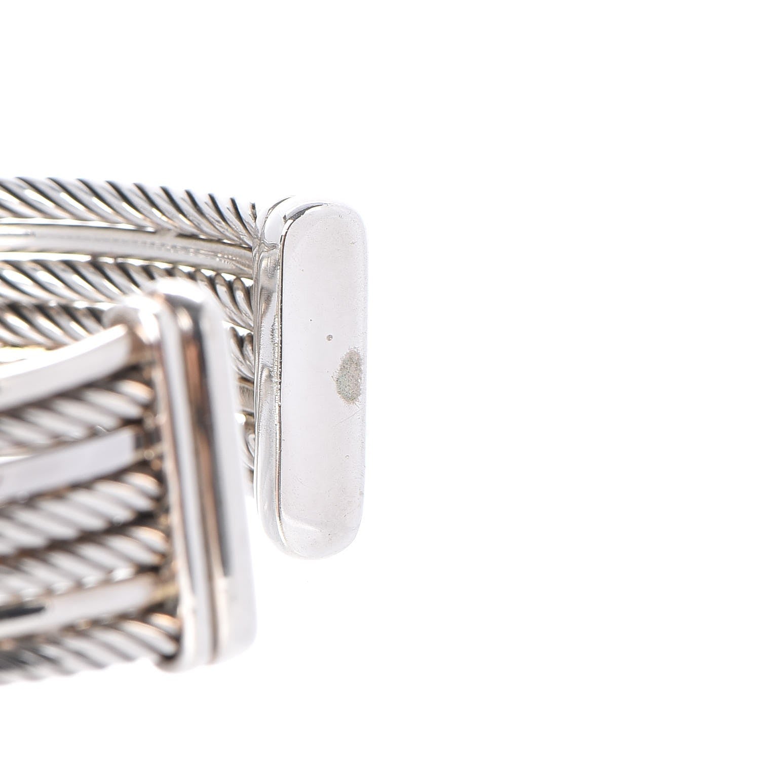 David Yurman Sterling Silver 14K White Gold Black Diamond 20mm Crossover Four Row Cuff 5 of 5