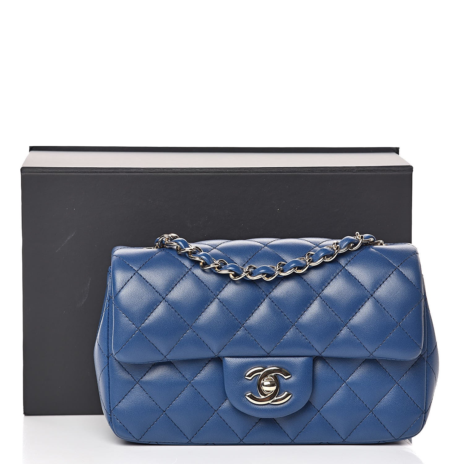 Chanel Lambskin Quilted Mini Rectangular Flap Blue 12 of 12