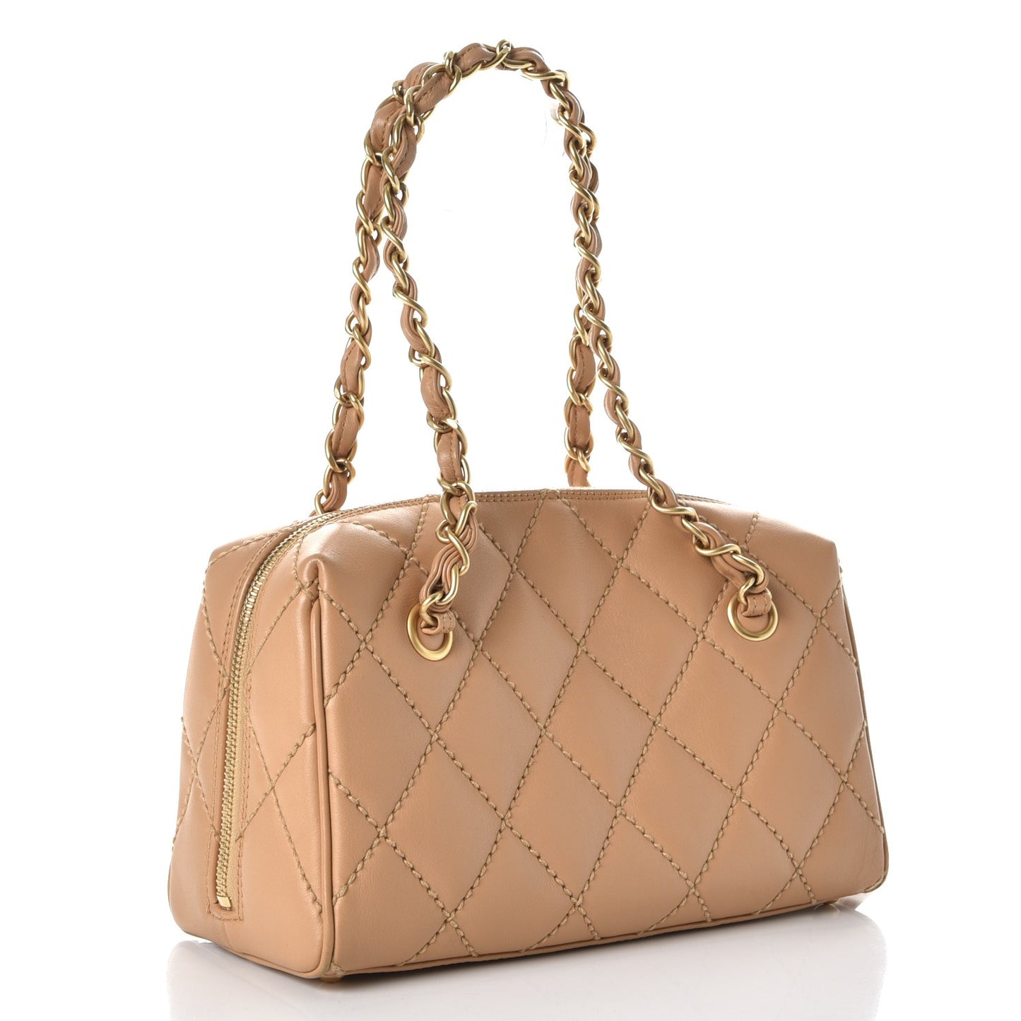Calfskin Quilted Wild Stitch Bag Beige