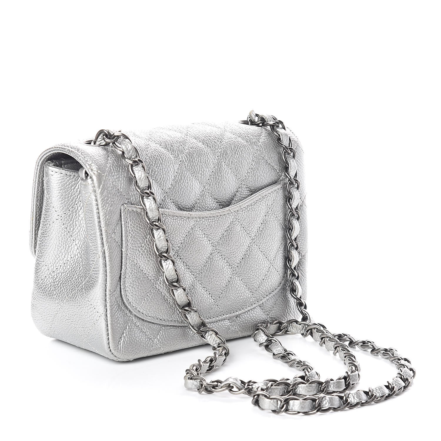 Chanel Metallic Caviar Quilted Mini Square Flap Silver 3 of 10