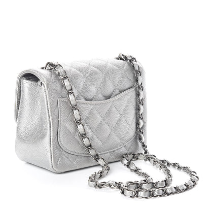Chanel Metallic Caviar Quilted Mini Square Flap Silver 3 of 10