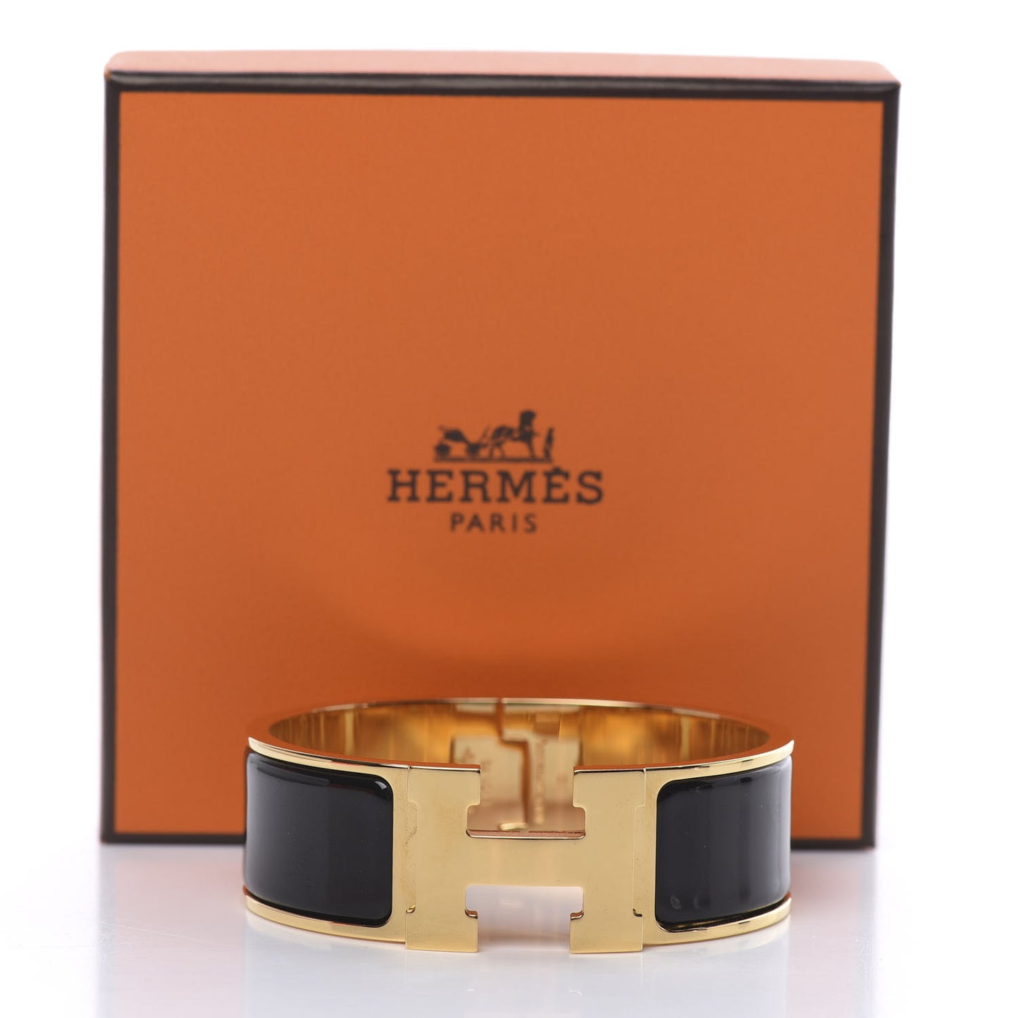 Enamel Wide Clic Clac H Bracelet PM Black