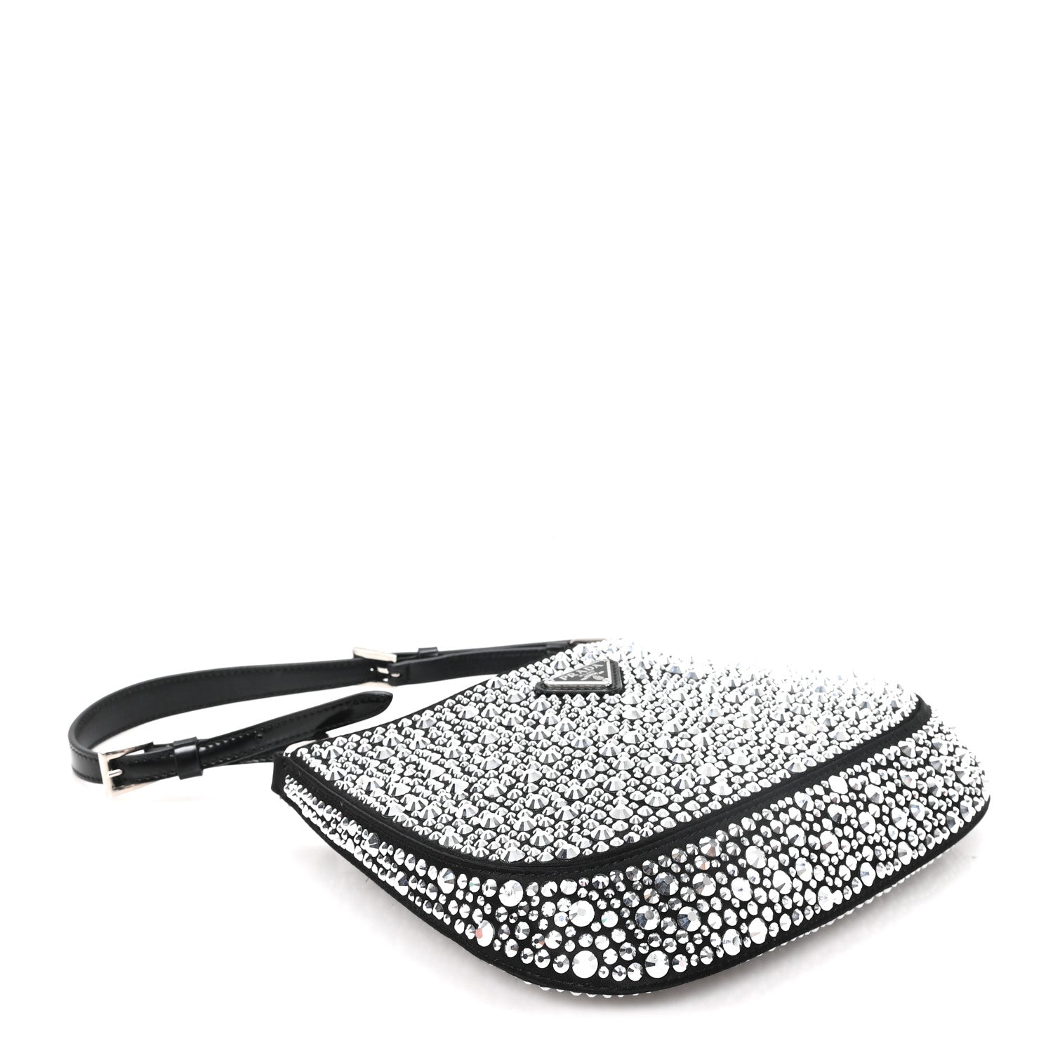 Prada Satin Crystal Cleo Adjustable Strap Shoulder Bag Metal 4 of 9