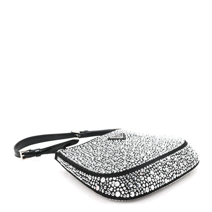 Prada Satin Crystal Cleo Adjustable Strap Shoulder Bag Metal 4 of 9