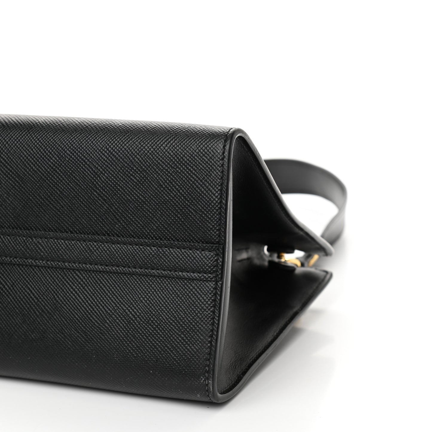 Saffiano Cuir Calfskin Small Monochrome Top Handle Tote Black