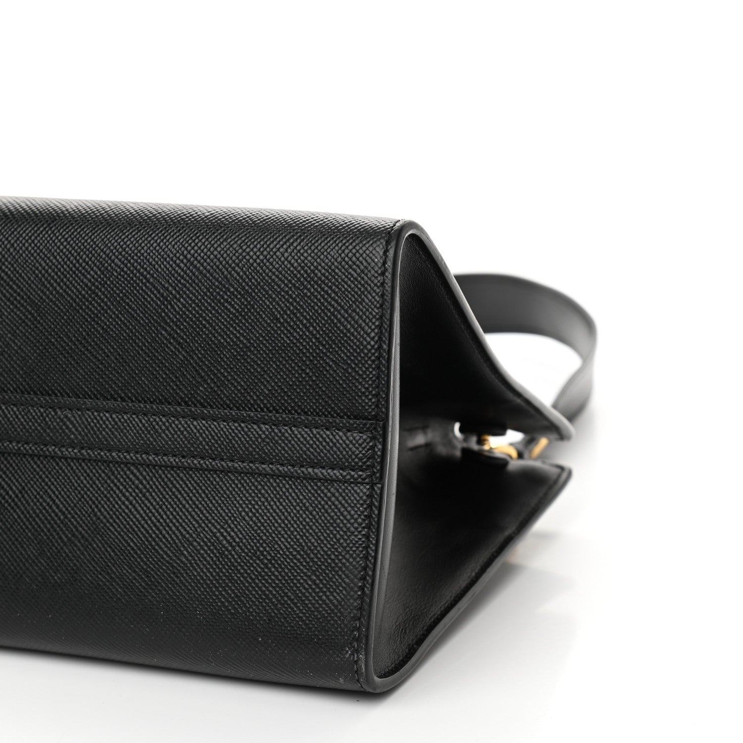 Prada Saffiano Cuir Calfskin Small Monochrome Top Handle Tote Black 9 of 11