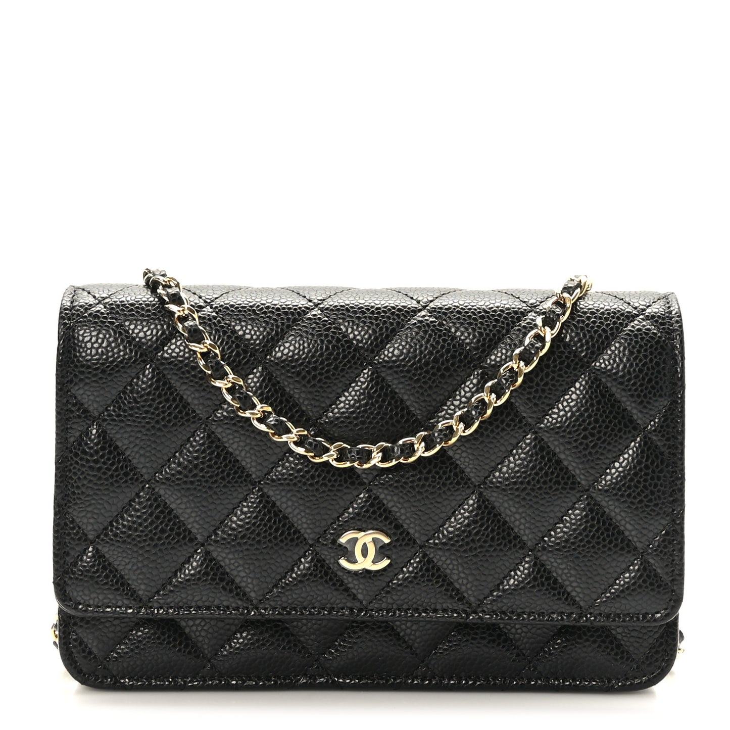 Lambskin Quilted Wallet On Chain WOC Black