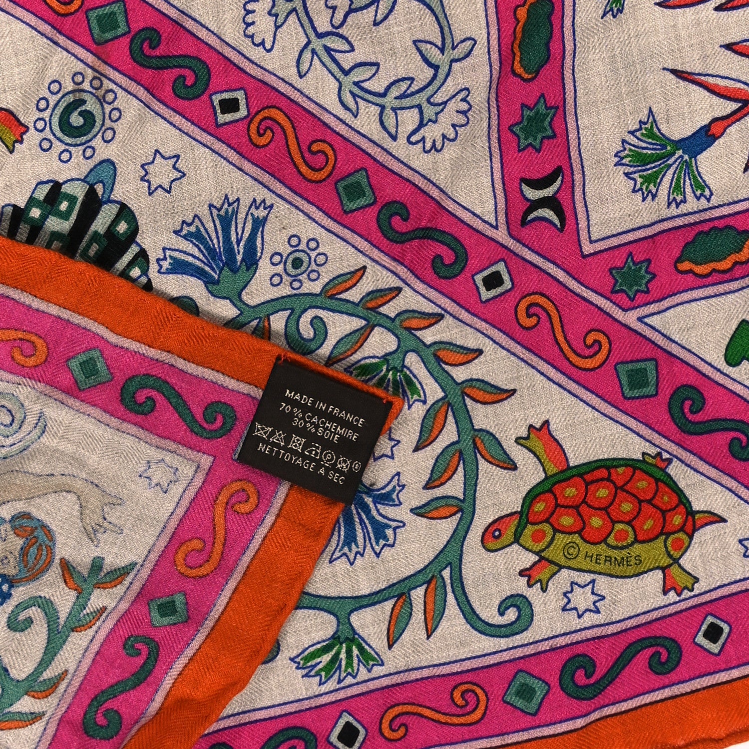 Hermes Cashmere Silk Peuple Du Vent Shawl 140 3 of 4