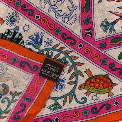 Hermes Cashmere Silk Peuple Du Vent Shawl 140 3 of 4