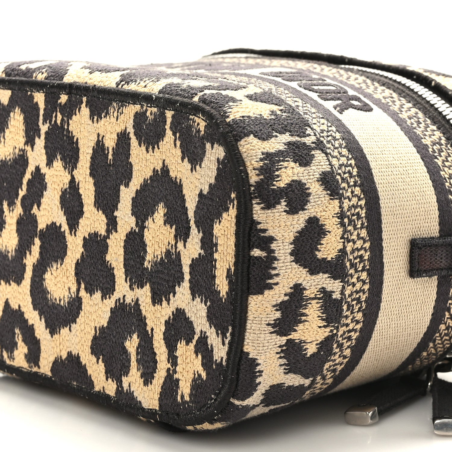 Christian Dior Canvas Mizza Embroidered Small Leopard Travel Vanity Case Beige 8 of 9