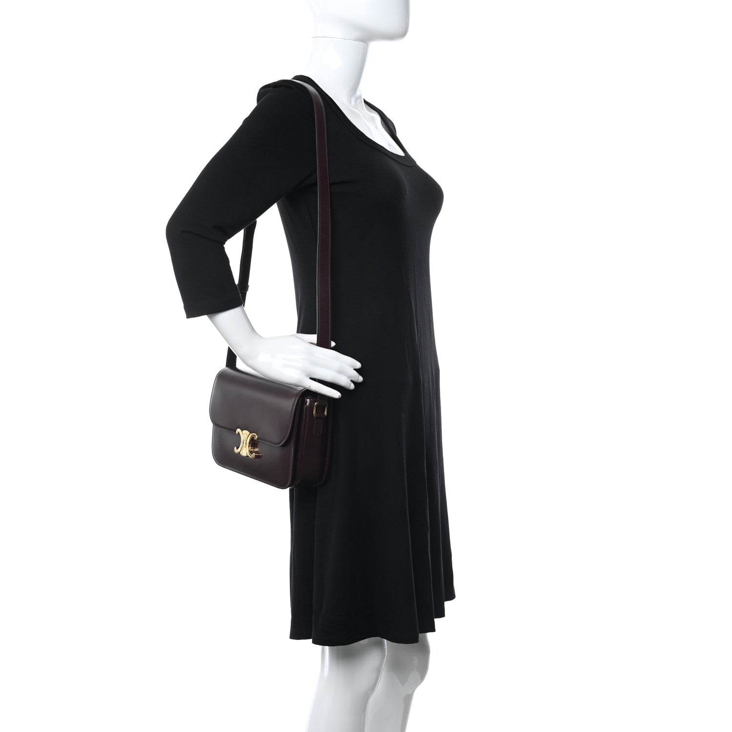 Celine Shiny Calfskin Medium Triomphe Burgundy 2 of 14