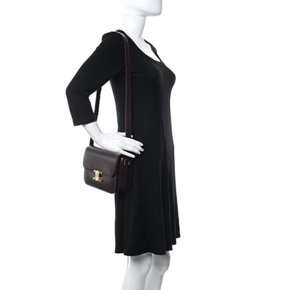 Celine Shiny Calfskin Medium Triomphe Burgundy 2 of 14