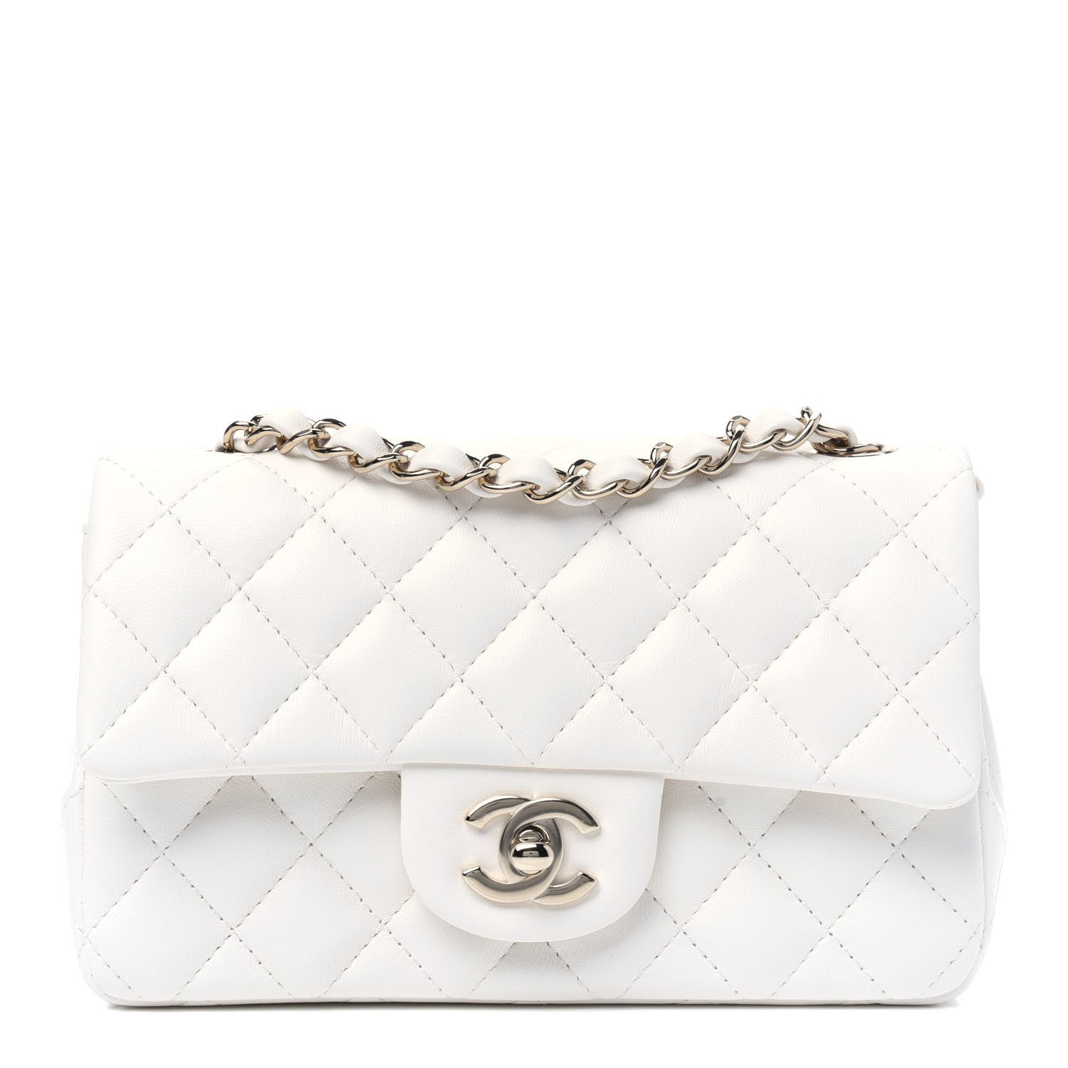 Chanel Lambskin Quilted Mini Rectangular Flap White 1 of 12