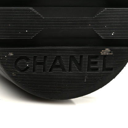 Chanel Shiny Goatskin Calfskin Quilted Lace Up Combat Boots 37.5 Black 7 of 10