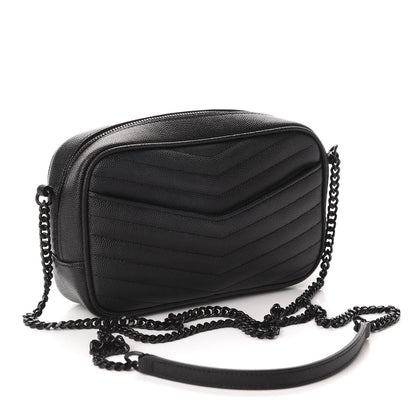Saint Laurent Grain De Poudre Matelasse Monogram Mini Lou Camera Bag Black 3 of 10